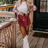 The Meena Denim Skort In Aurora Red Image - 1