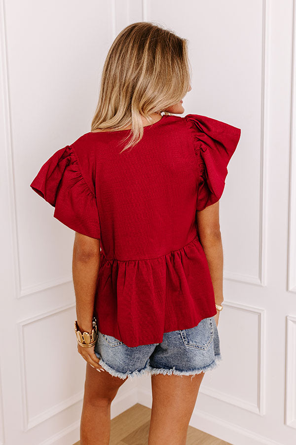 Endless Charisma Peplum Top in Red Image - 4