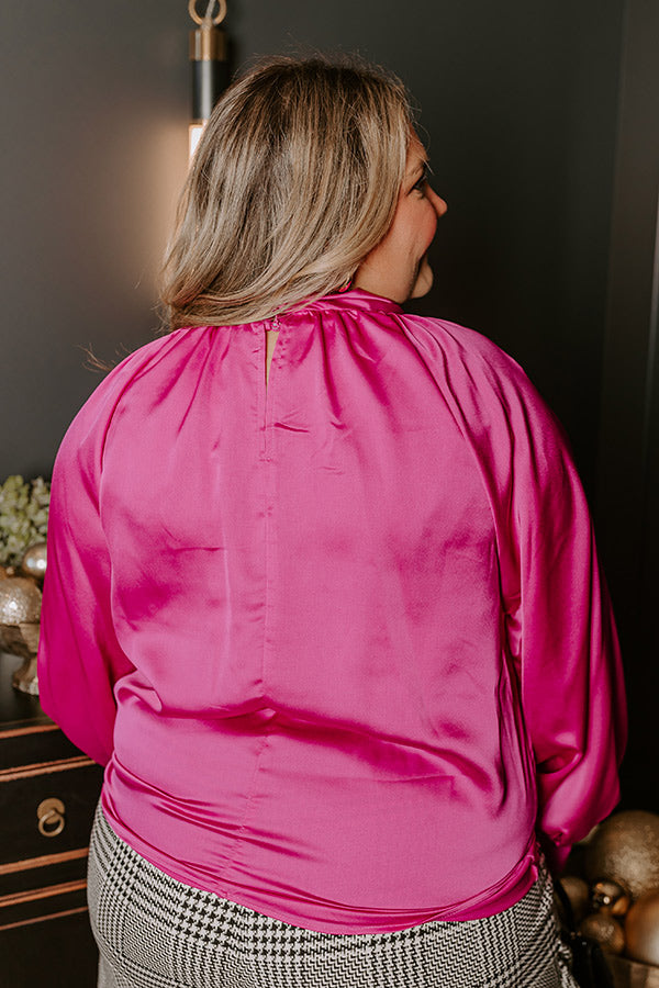 VIP Flight Plans Satin Top in Fuchsia Curves Image - 4