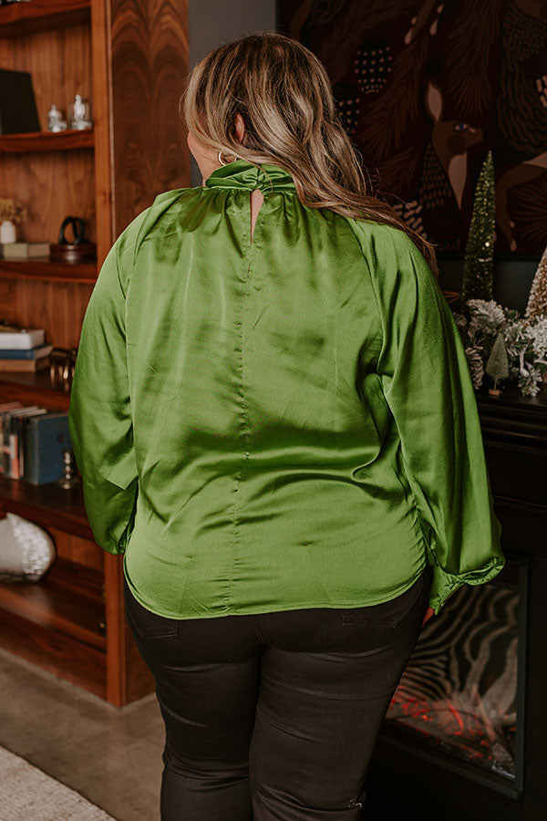 VIP Flight Plans Satin Top in Olive Curves Image - 4