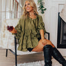 Swish And Sway Satin Top in Olive Curves Image - 1