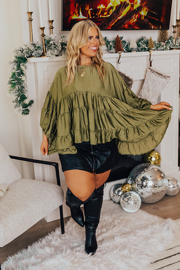 Swish And Sway Satin Top in Olive Curves Image - 2