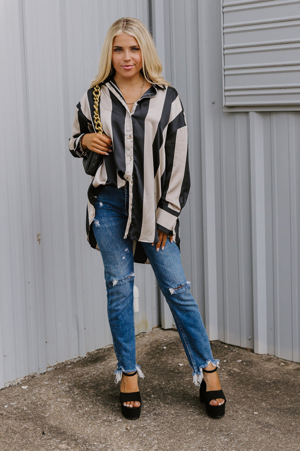 Posh Mindset Stripe Button Up