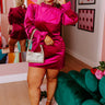 Fashionably Late Velvet Mini Dress In Fuchsia Curves Image - 1