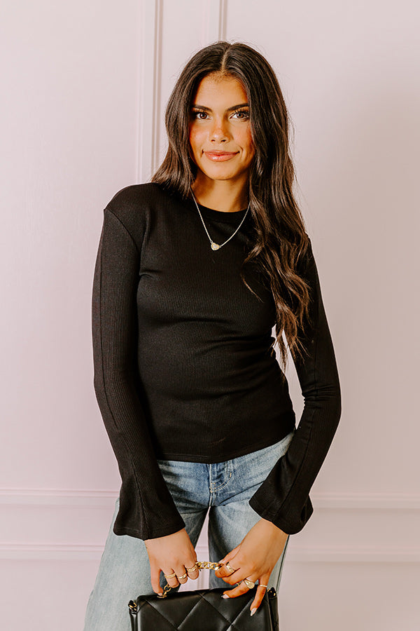 Rare Dream Ribbed Top In Black Image - 1