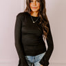 Rare Dream Ribbed Top In Black Image - 1