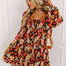 Gentle Heart Floral Smocked Dress in Black Image - 1