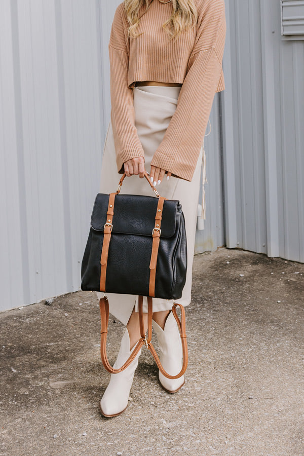 Punctual And Perfect Faux Leather Backpack In Black Image - 2