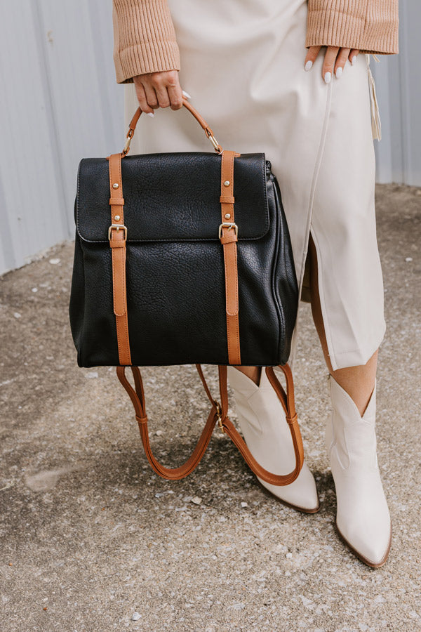 Punctual And Perfect Faux Leather Backpack In Black Image - 1