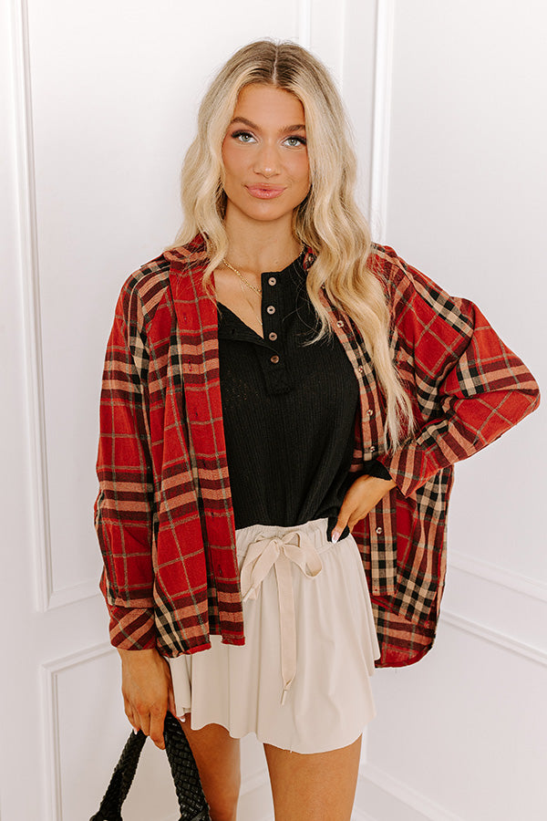 Breezy Times Oversized Henley Top In Black Image - 1