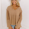 Whispering Sweet Nothings Waffle Knit Top in Iced Mocha Image - 1