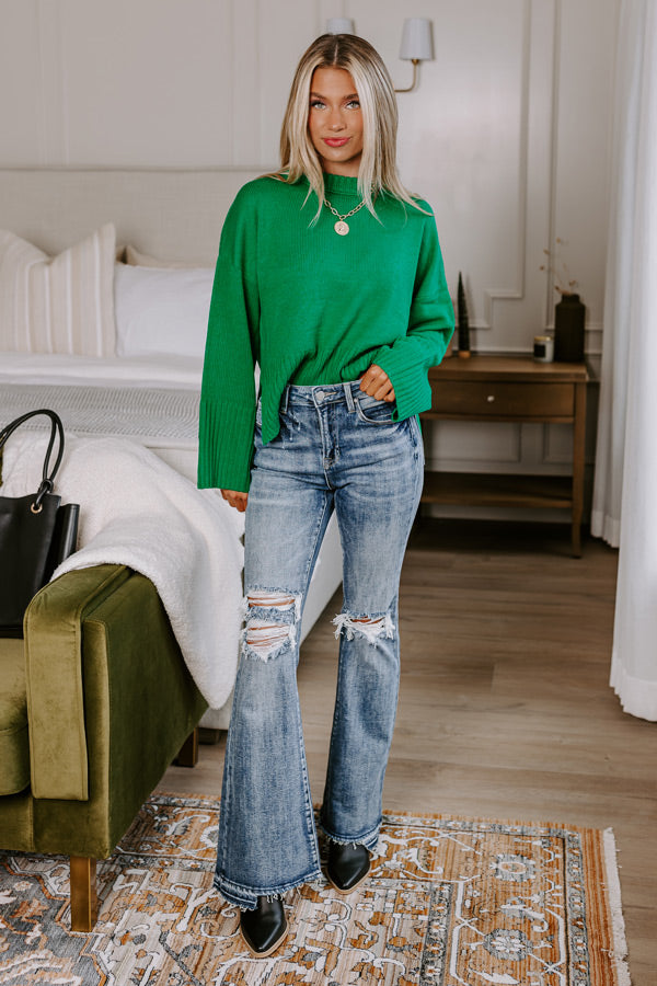 Risen The Sequoia High Waist Distressed Flare in Dark Wash Image - 5