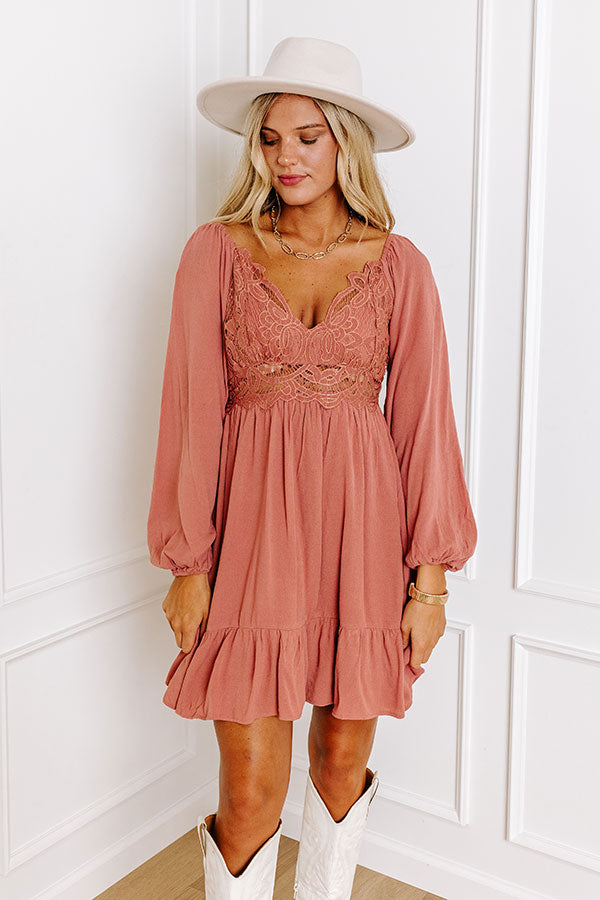 All The Sway Lace Mini Dress In Rustic Rose Image - 2