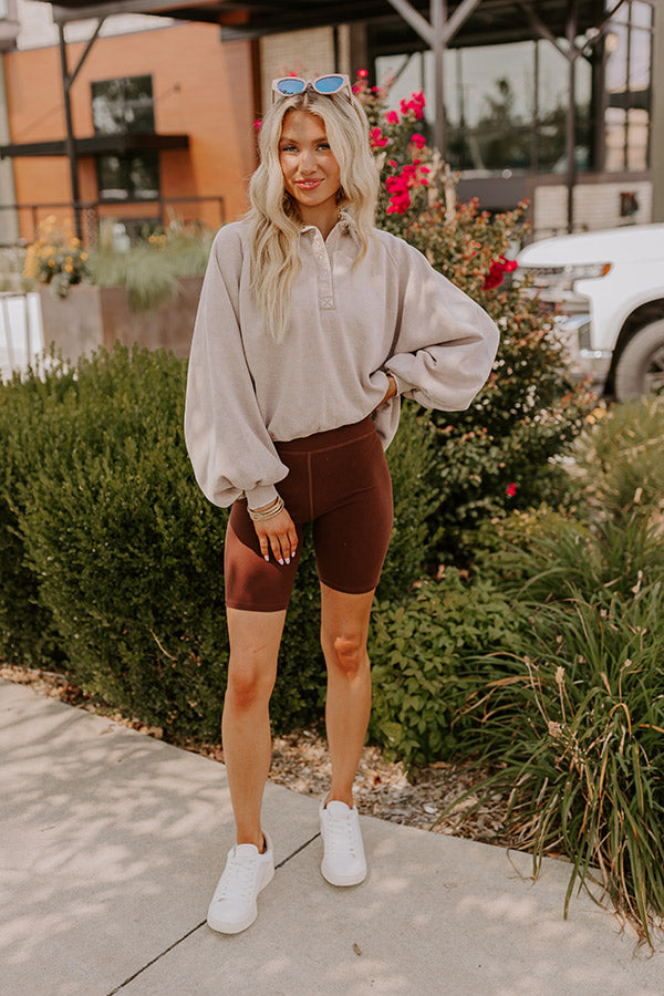 Sporty Spice Butter Soft High Waist Biker Shorts In Chocolate Image - 1
