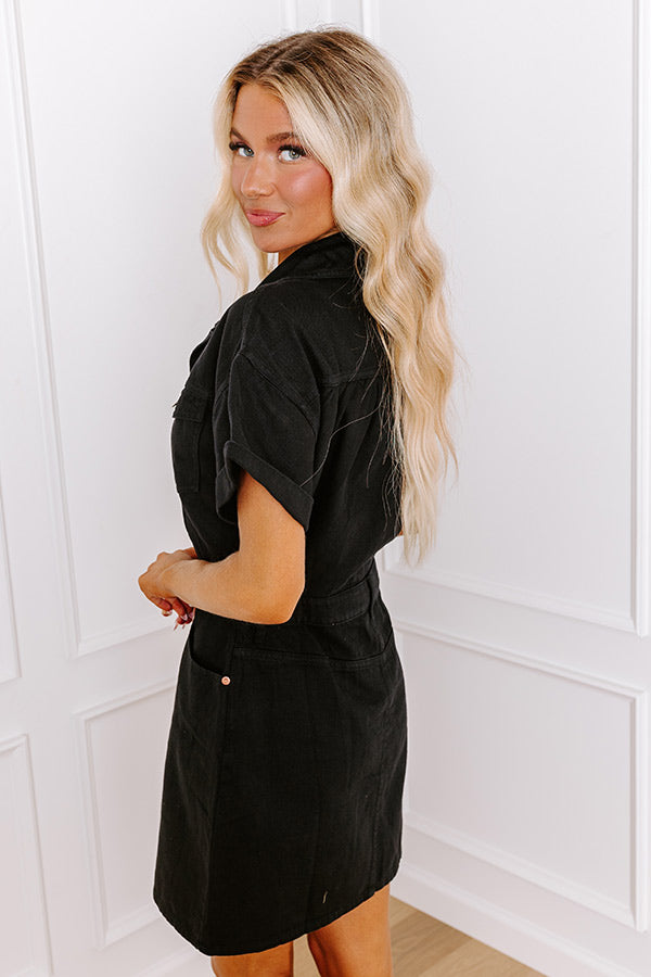 Bring On The Weekend Denim Dress In Black Image - 4
