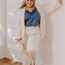 Pouring Merlot Satin High Waist Pants In Cream Curves Image - 1