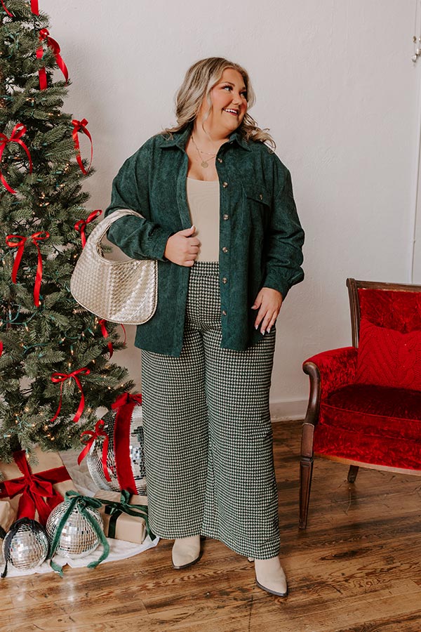 On My Mind Corduroy Button Up In Forest Curves Image - 1