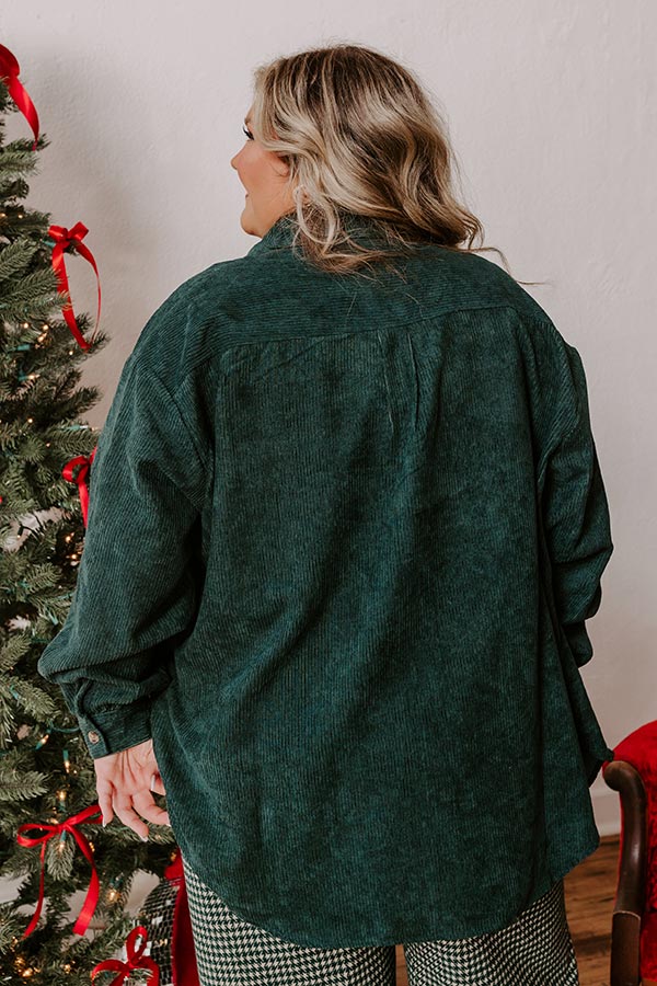 On My Mind Corduroy Button Up In Forest Curves Image - 3