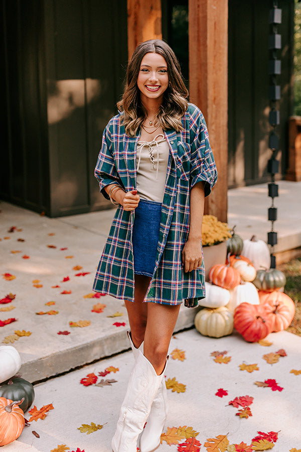 Comfy Glam Flannel Tunic in Hunter Green Image - 5