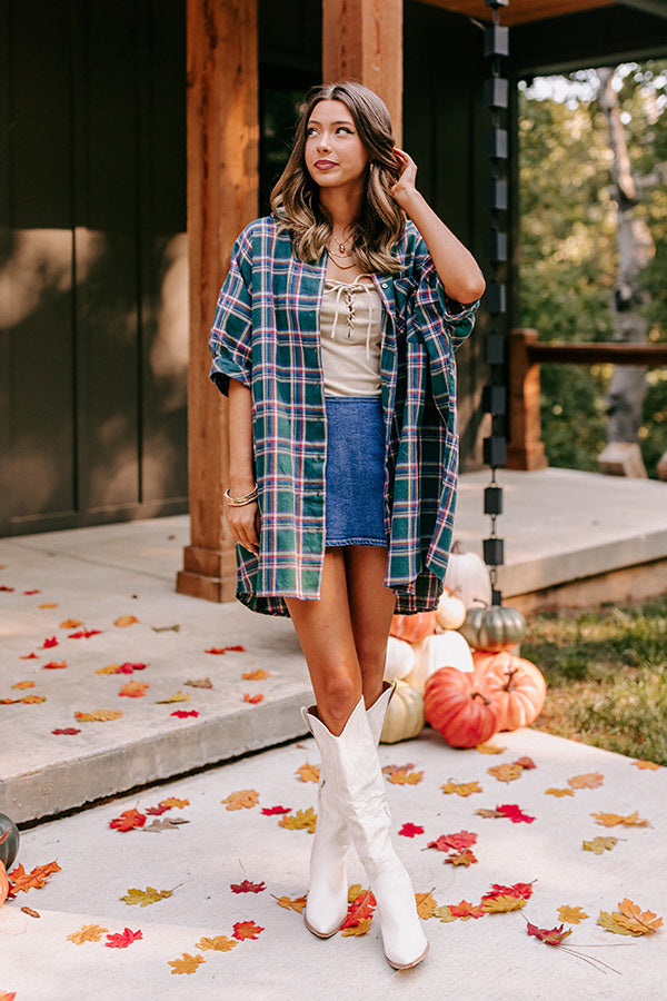 Comfy Glam Flannel Tunic in Hunter Green Image - 1