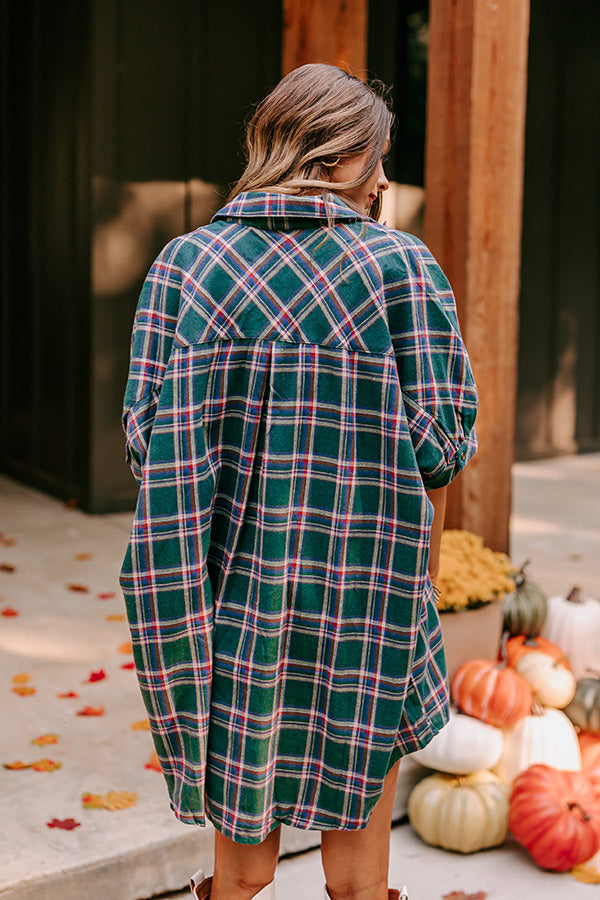 Comfy Glam Flannel Tunic in Hunter Green Image - 4