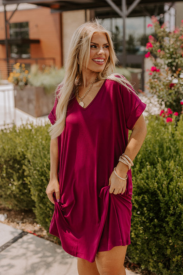 Back To Basics T-Shirt Dress In Wine Curves Image - 5