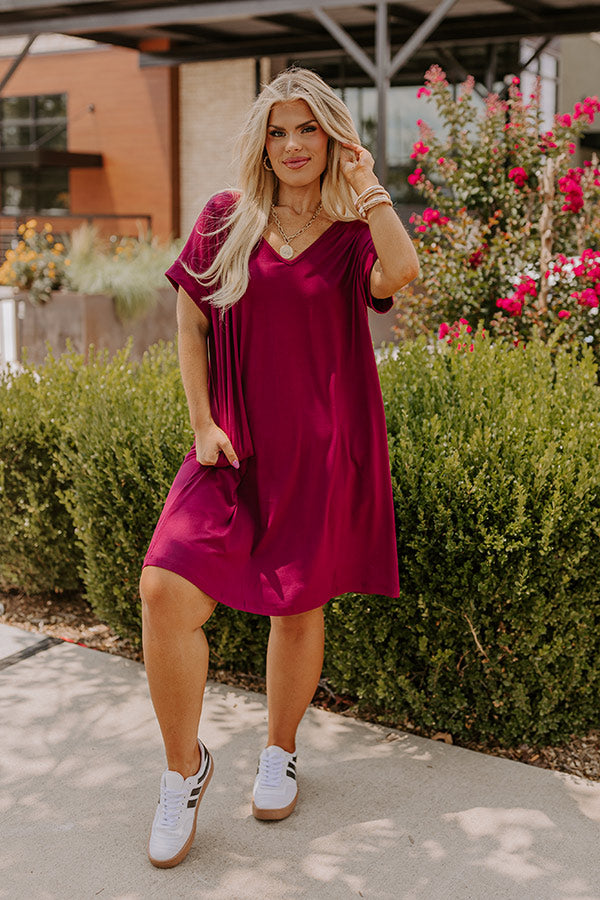 Back To Basics T-Shirt Dress In Wine Curves Image - 4