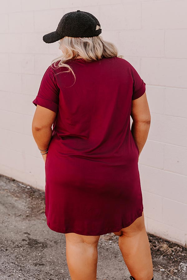 Back To Basics T-Shirt Dress In Wine Curves Image - 3