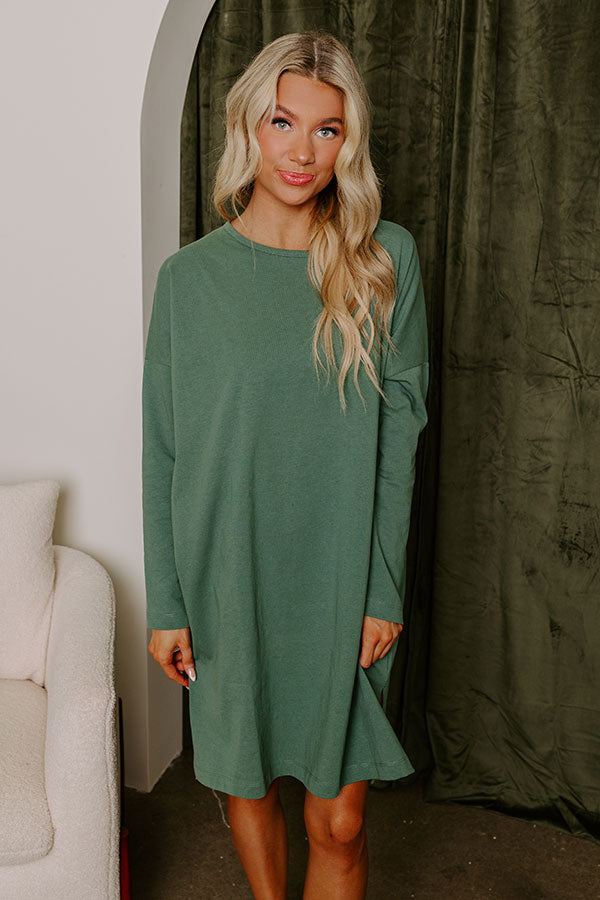 Always There For You T-Shirt Dress In Light Hunter Green Image - 2