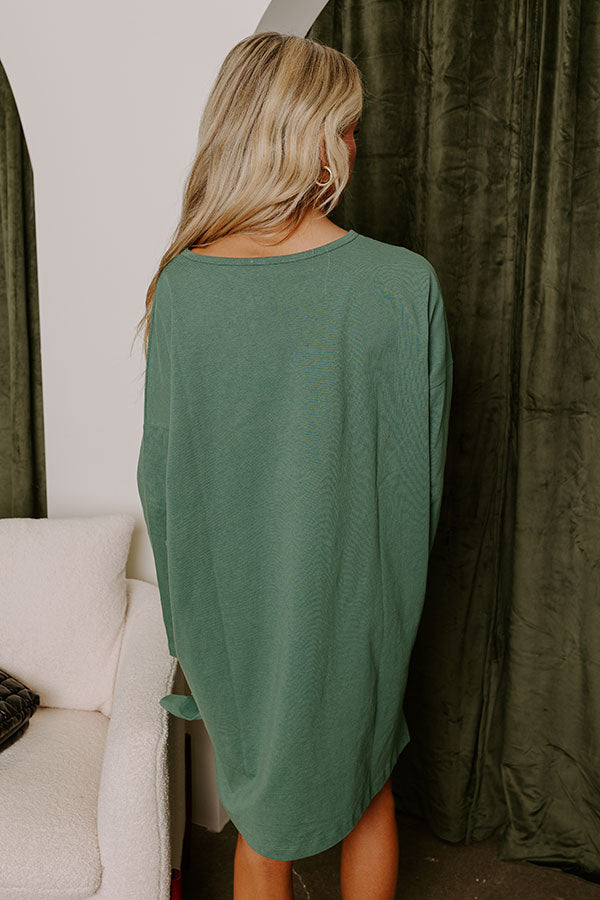 Always There For You T-Shirt Dress In Light Hunter Green Image - 3