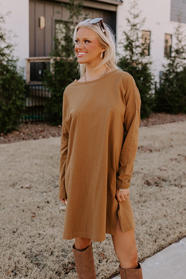 Always There For You T-Shirt Dress In Camel Image - 4