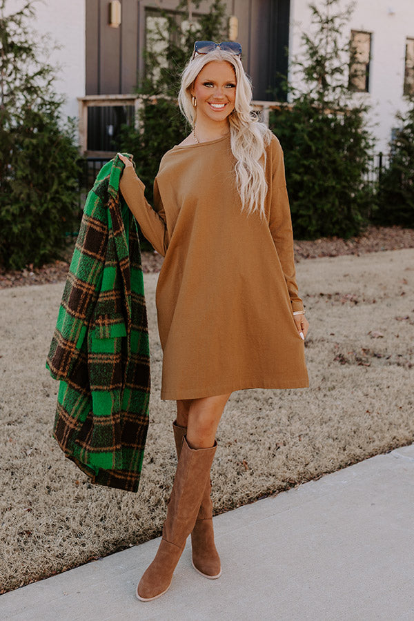 Always There For You T-Shirt Dress In Camel Image - 1