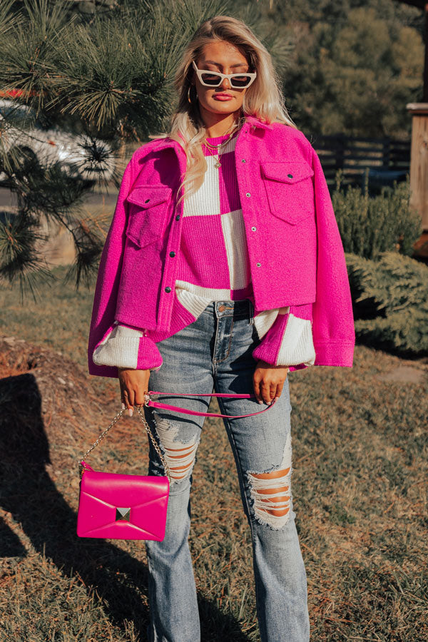 Keeping Cozy Jacket In Hot Pink Image - 1