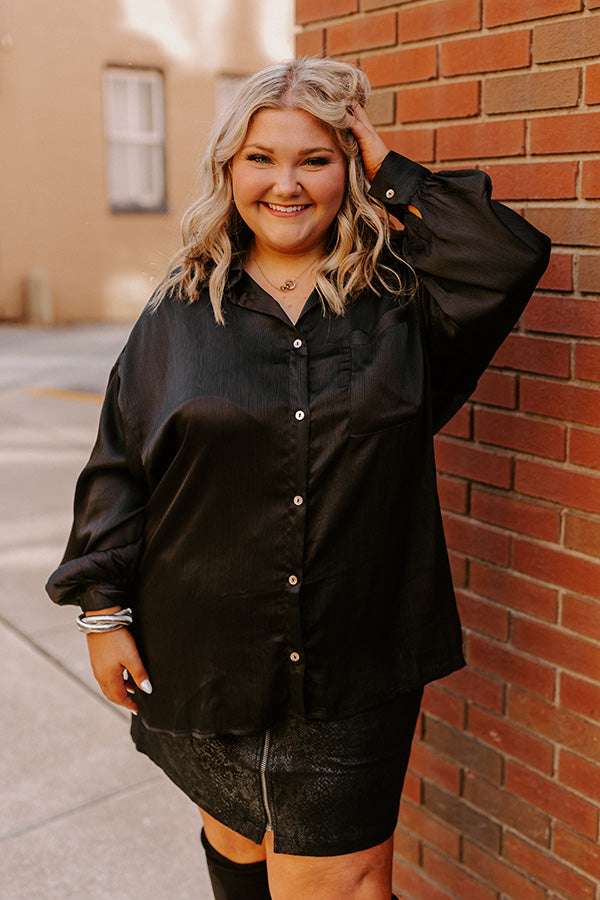 For The Record Button Up In Black Curves Image - 4
