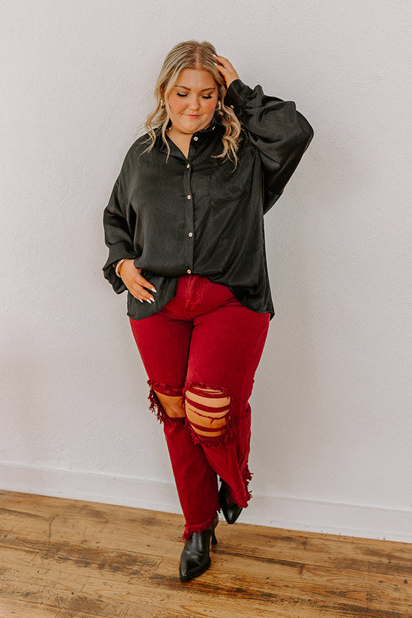 For The Record Button Up In Black Curves Image - 1