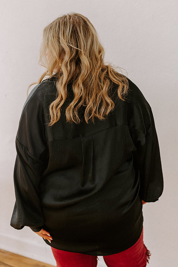 For The Record Button Up In Black Curves Image - 3