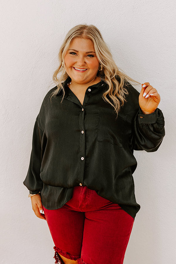 For The Record Button Up In Black Curves Image - 2