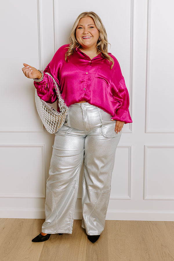 For The Record Button Up In Fuchsia Curves Image - 1
