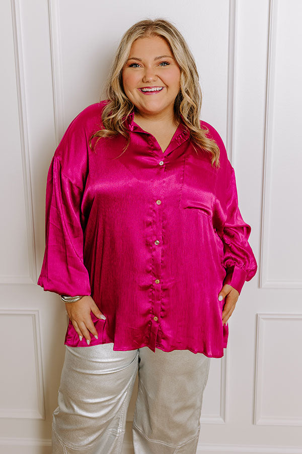 For The Record Button Up In Fuchsia Curves Image - 2
