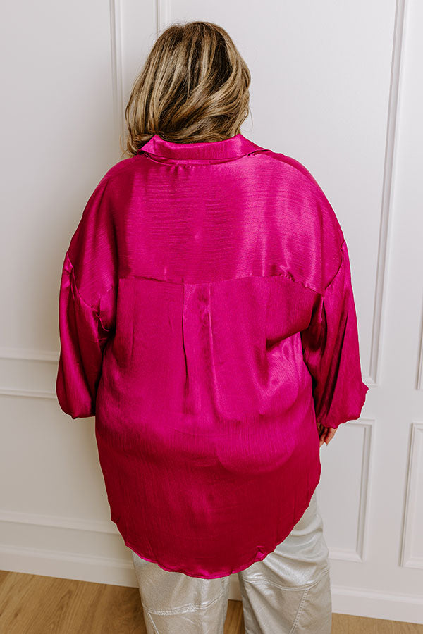 For The Record Button Up In Fuchsia Curves Image - 4
