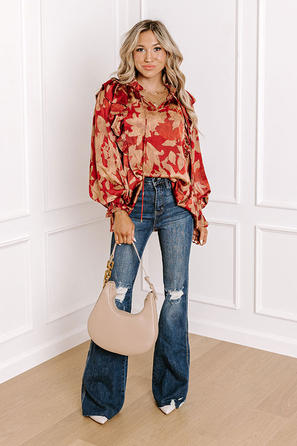 Set The Show Off Satin Ruffle Top Image - 2