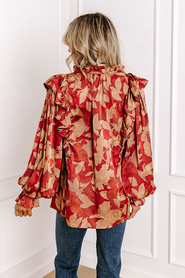 Set The Show Off Satin Ruffle Top Image - 4