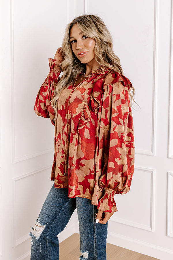 Set The Show Off Satin Ruffle Top Image - 3