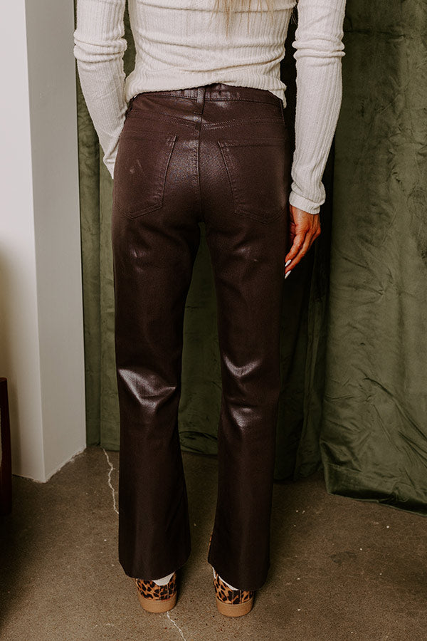 Just USA The Ariadne High Waist Coated Straight Leg Pants in Espresso Image - 4