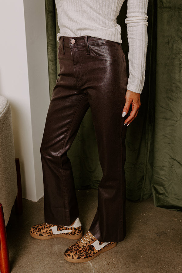 Just USA The Ariadne High Waist Coated Straight Leg Pants in Espresso Image - 3