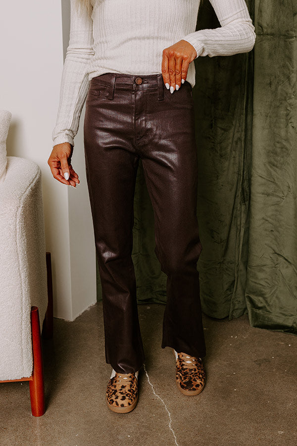 Just USA The Ariadne High Waist Coated Straight Leg Pants in Espresso Image - 2