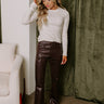 Just USA The Ariadne High Waist Coated Straight Leg Pants in Espresso Image - 1