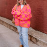 Around The Block Checkered Cardigan in Hot Pink Curves Image - 1
