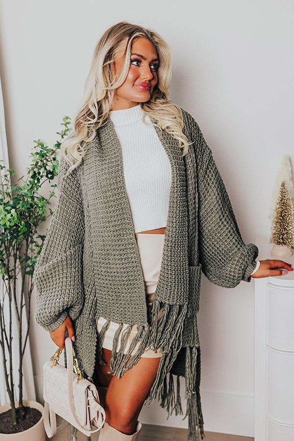 Vail Valley Knit Cardigan In Dark Sage Image - 1