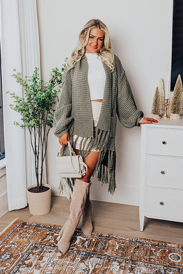 Vail Valley Knit Cardigan In Dark Sage Image - 4